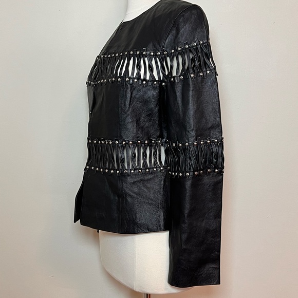 SOLD 3/9 Pamela McCoy Black Leather Moto Jacket, Size Small - Picture 10 of 15